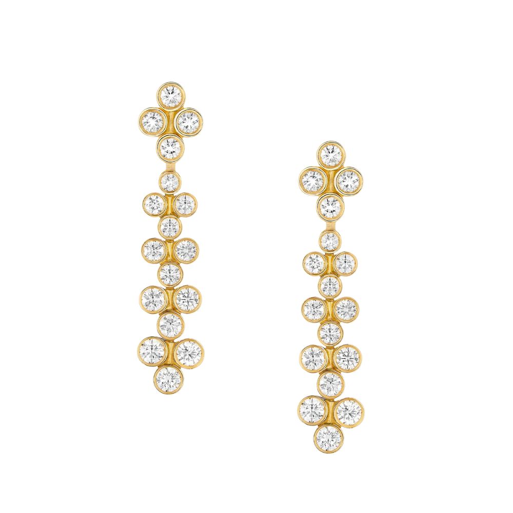 Viltier 18kt Yellow Gold and Diamond Clique Cascade Drop Earrings